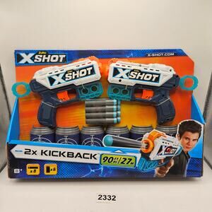 ZURU XSHOT EXCEL DOUBLE KICKBACK FOAM DART BLASTER COMBO PACK 8 DARTS 6 CANS NIB